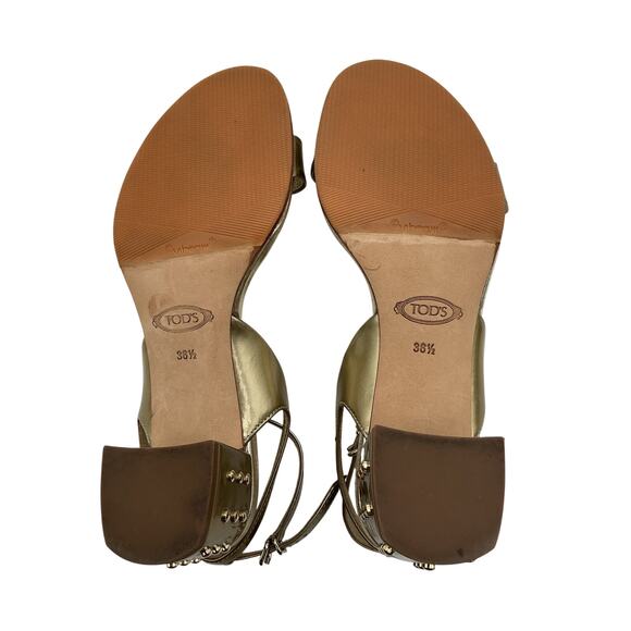 Tod's Gold Leather Studded Accents Sandals Size 6.5 - Picture 6 of 6